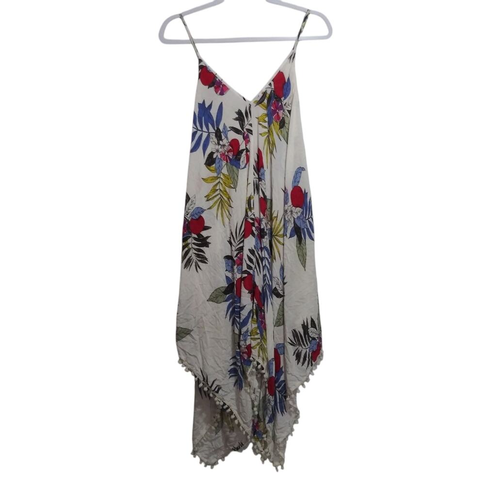 Goa by Japna Beachwear Floral Print Asymmetrical Cover Up Beach Dress Size Small